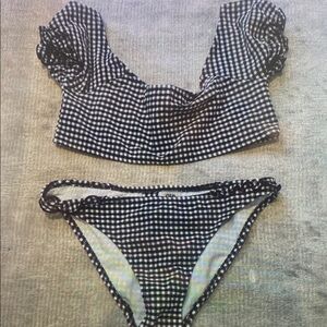 Gingham Black and White Kids Bikini